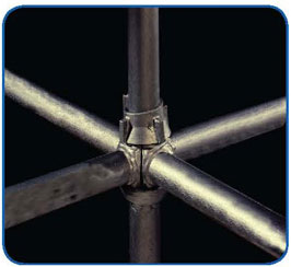 A positive and rigid connection of up to four units is achieved in one single actions. what-is-cuplock-scaffolding